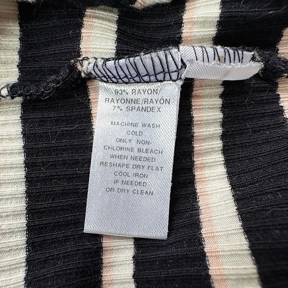 LOFT | NWOT BLACK WHITE PINK STRIPED MIDI DRESS LONG SLEEVED | SIZE: 6 - Picture 8 of 10